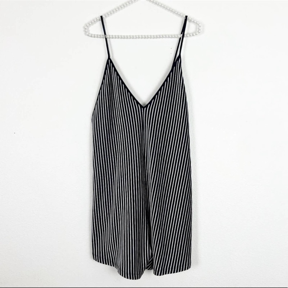 Zara Pinstripe Sleeveless Romper Playsuit Navy Blue Size Medium